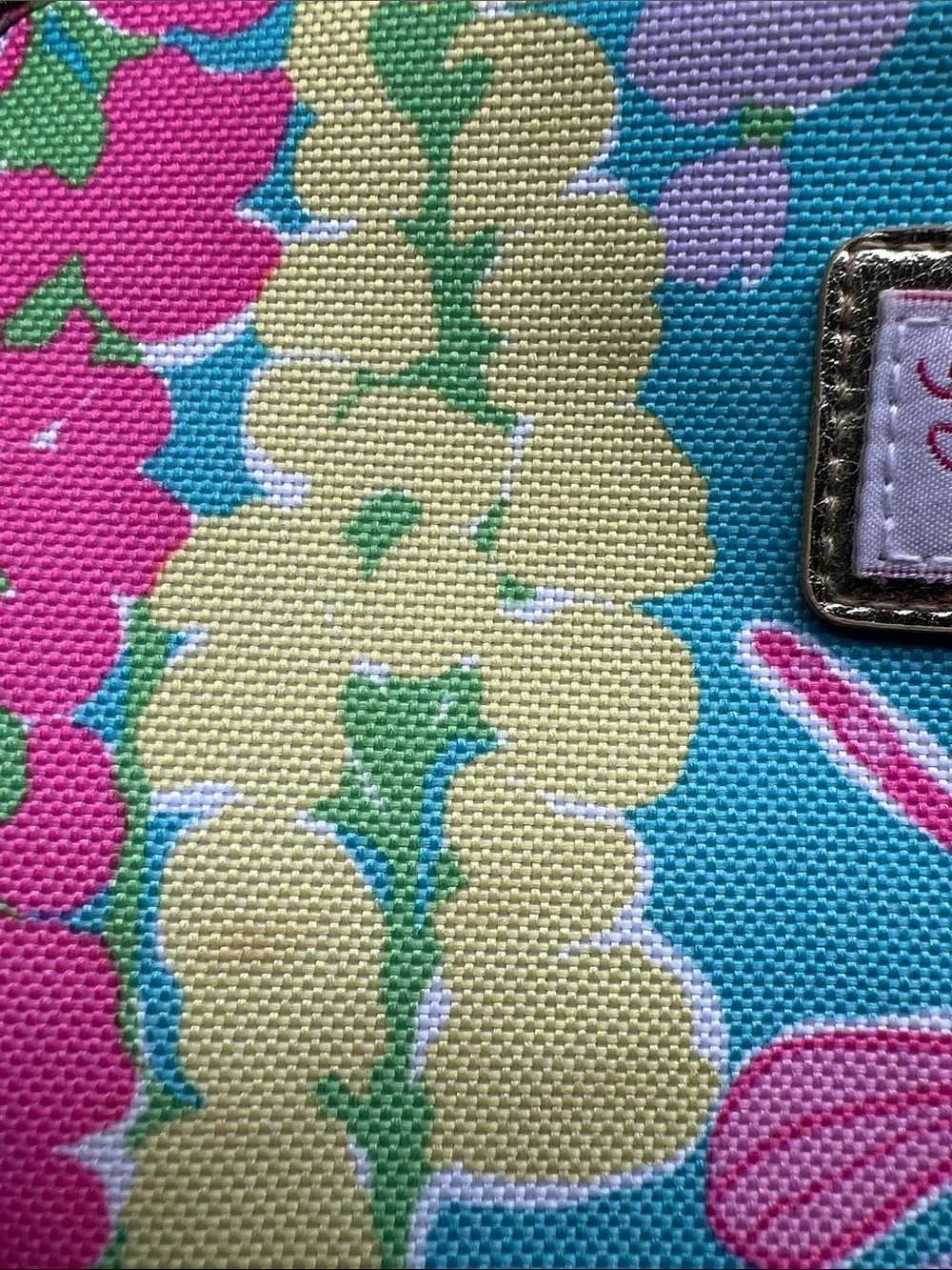 Lilly Pulitzer for Estee Lauder | Bright Floral Cosmetic Case Teal Pink Yellow